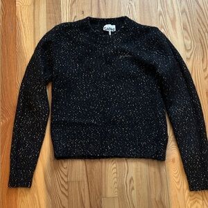 GANNI - Black Speckled Crewneck Sweater